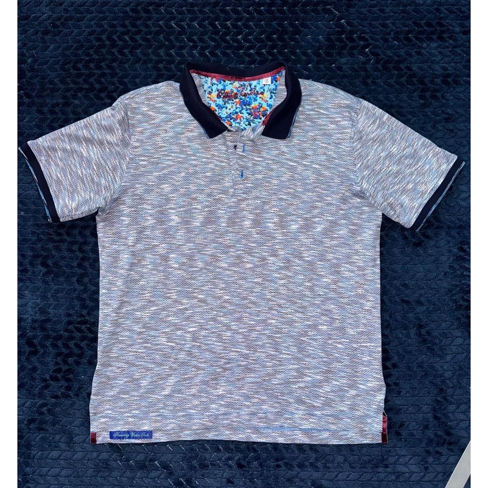 Robert Graham Men's Shirt Kusama Gray Space Dye Classic Fit Golf Polo Size M